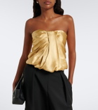 Tove Eden gathered silk satin bustier top