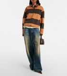 Acne Studios Folio striped cotton fleece polo sweatshirt