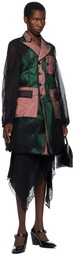 Comme des Garçons Homme Plus Black & Green Nylon Tulle & Polyester Gabardine Coat