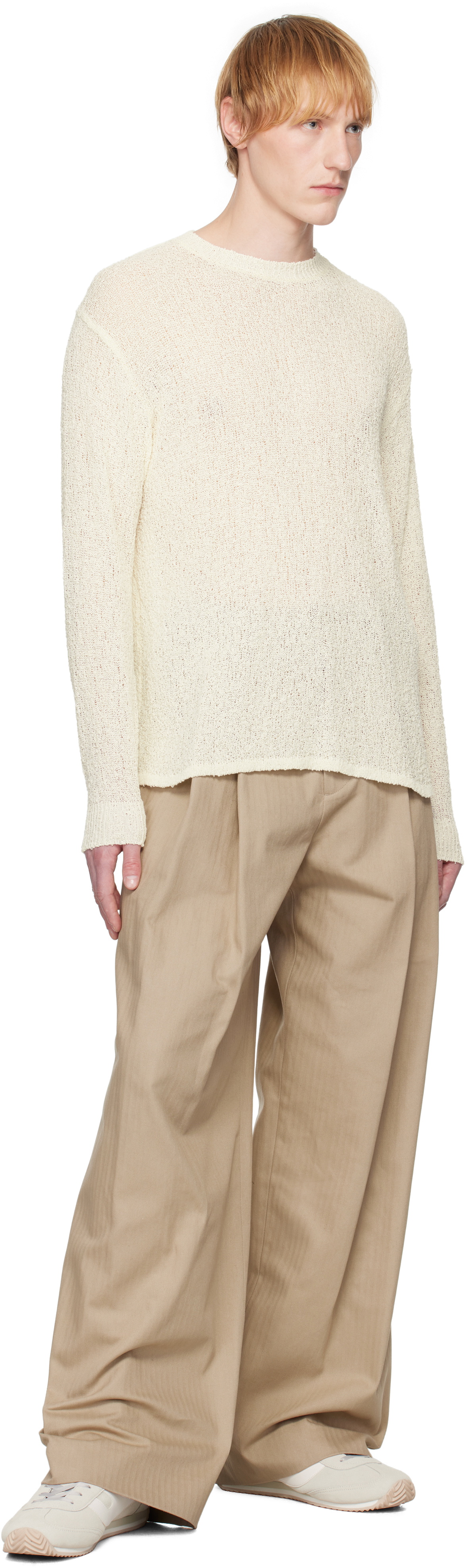 System SSENSE Exclusive Beige Herringbone Trousers