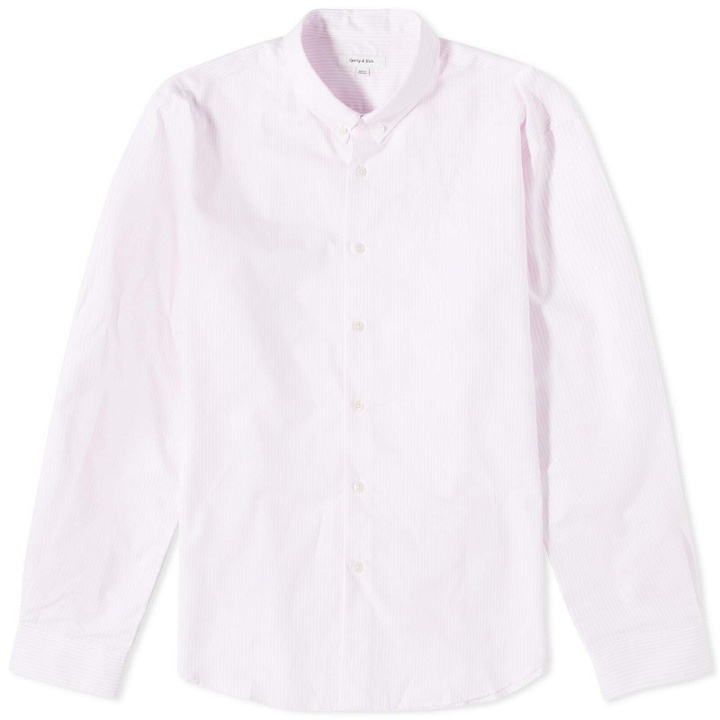 Photo: Sporty & Rich Crown Logo Button Down Shirt in Pink Striped