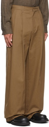 System Brown Cotton Pleated Trousers