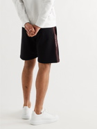 ALEXANDER MCQUEEN - Wide-Leg Logo Webbing-Trimmed Loopback Organic Cotton-Jersey Shorts - Black