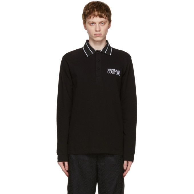 Photo: Versace Jeans Couture Black Logo Long Sleeve Polo