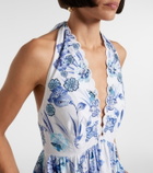 Camilla Embellished halterneck cotton poplin maxi dress
