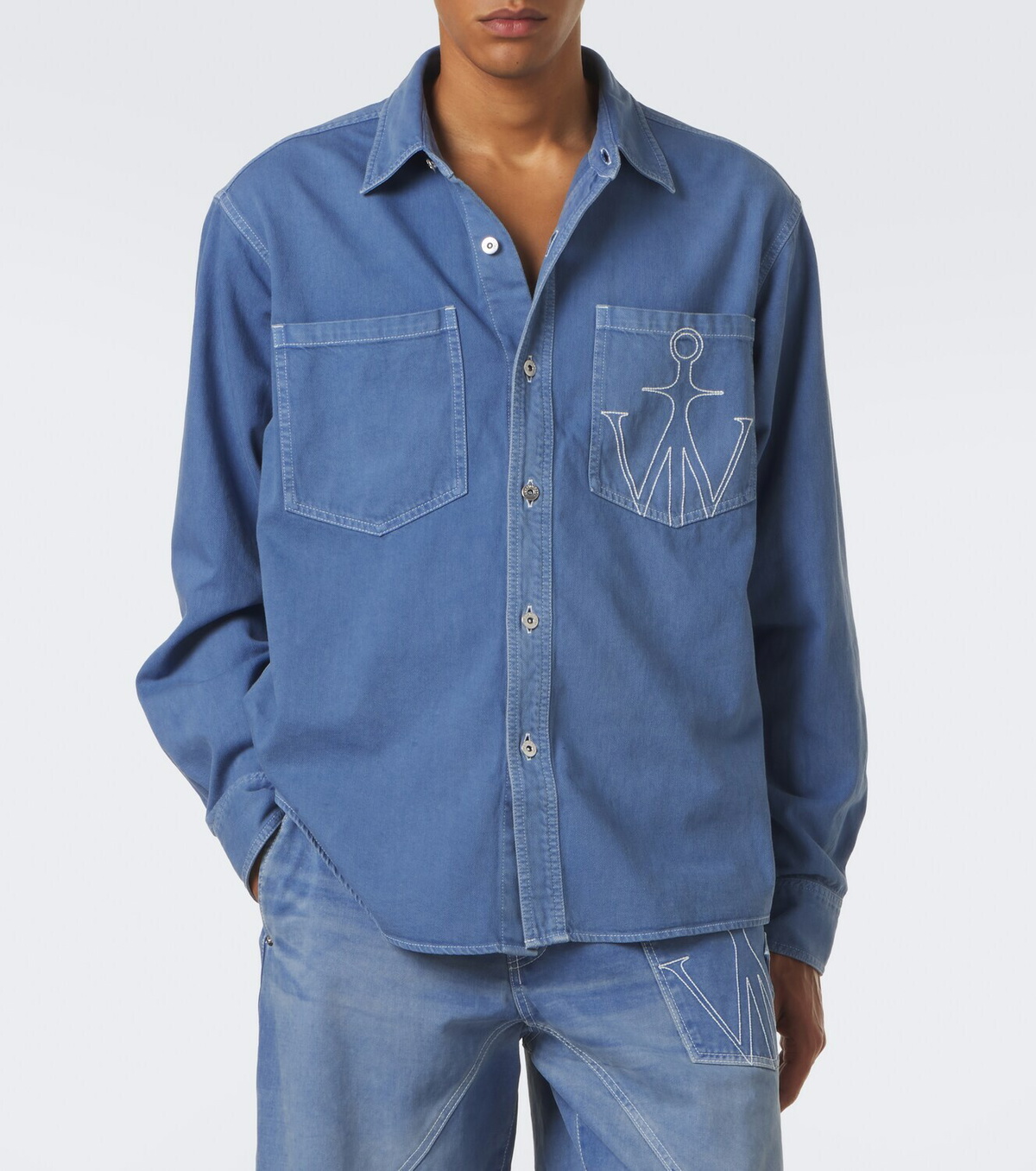 JW Anderson Embroidered oversized cotton twill shirt