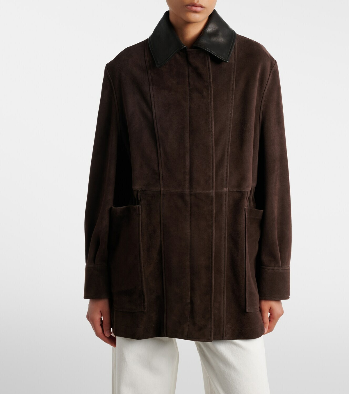 Nour Hammour Grange leather-trimmed suede jacket
