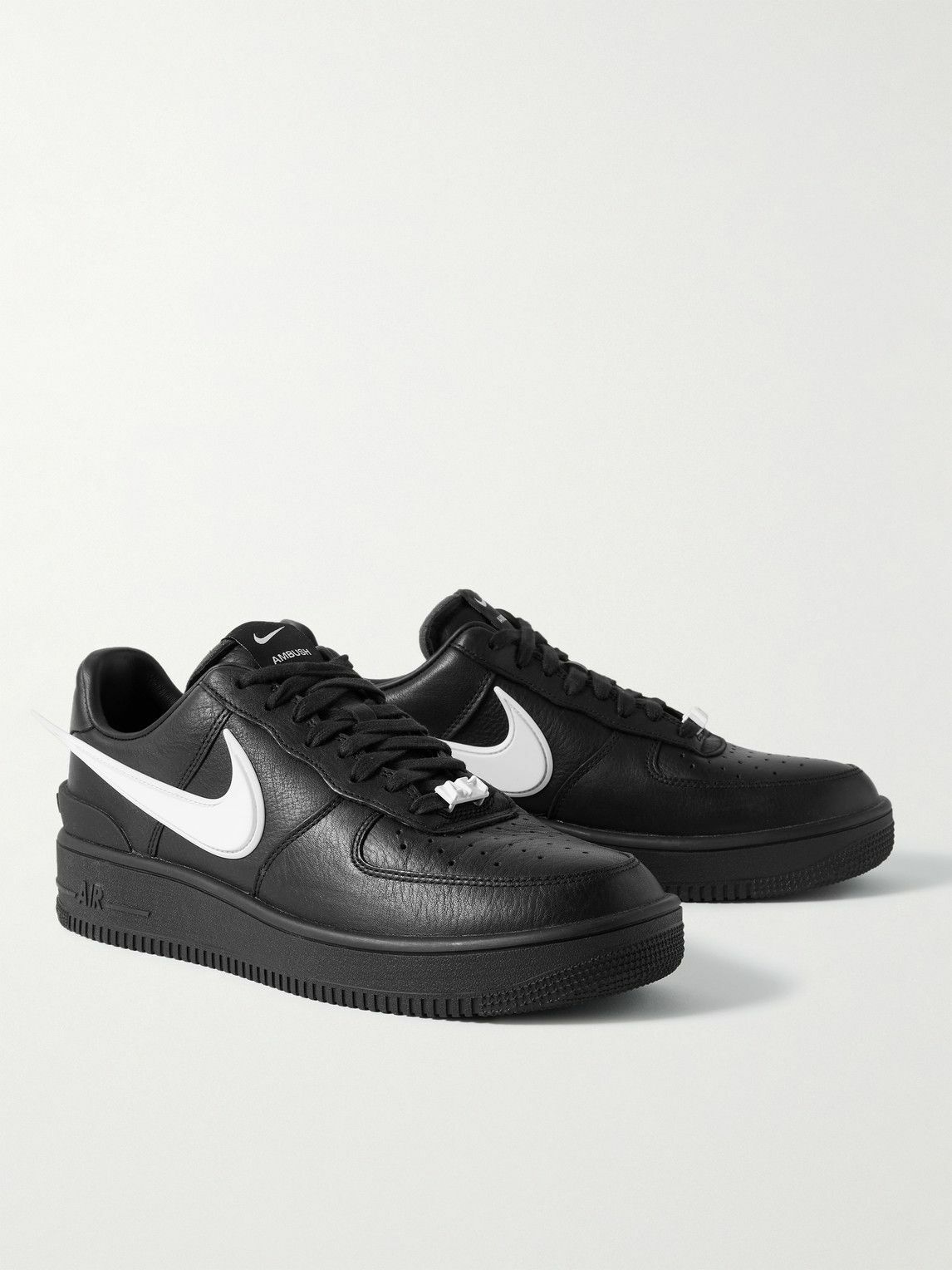 Nike AMBUSH Air Force Rubber-Trimmed Leather Sneakers Black Nike