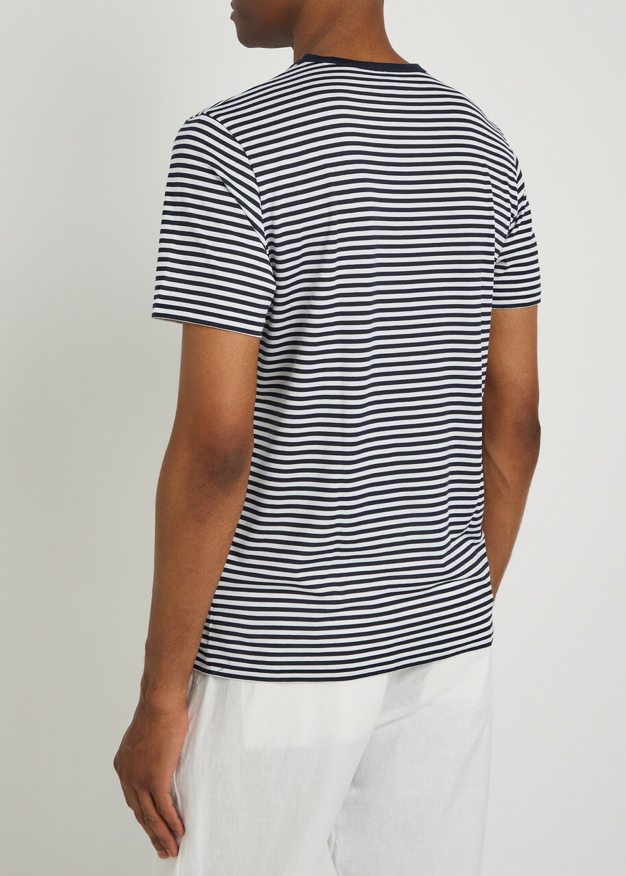 Sunspel Striped Cotton T-shirt Navy