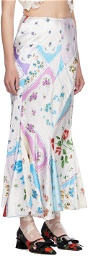 Yuhan Wang White Floral Midi Skirt