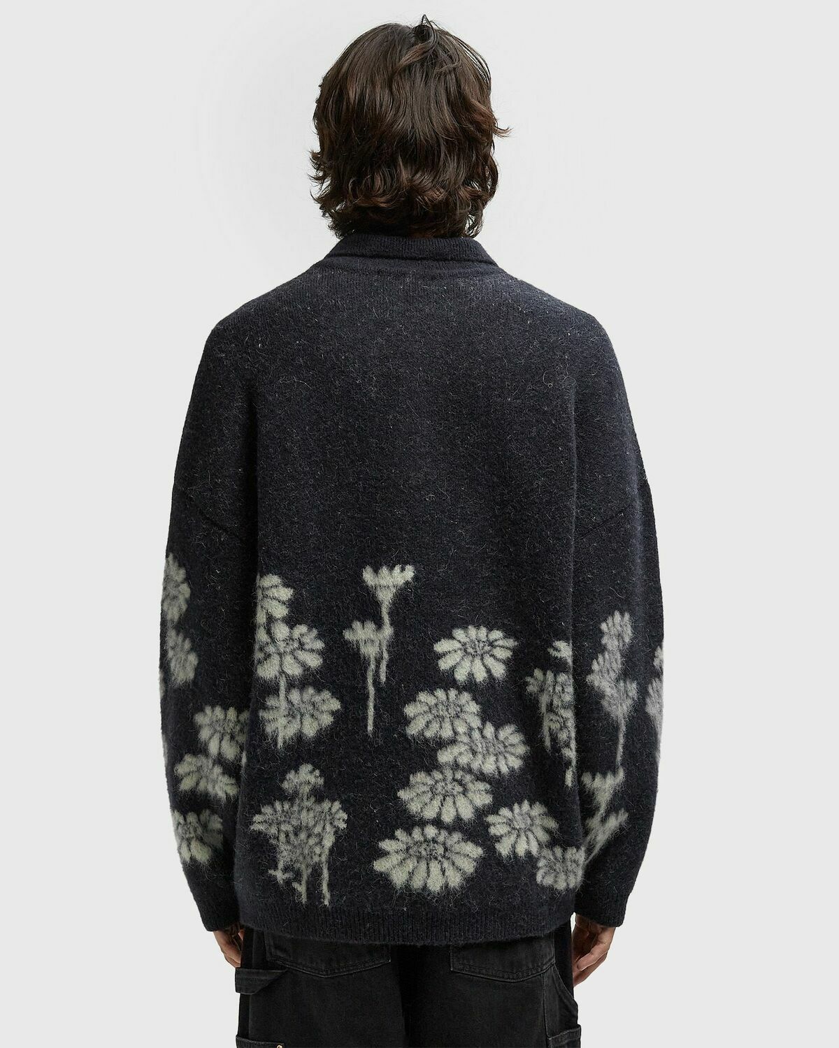 032c MELTING DAISIES KNIT LS POLO SHIRT Black Mens Polos/Pullovers/Shirts & Blouse
