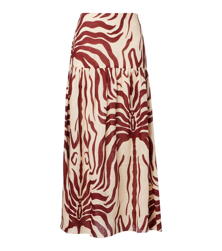 Photo: Johanna Ortiz Gathered printed linen maxi skirt