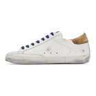 Golden Goose White and Khaki Superstar Sneakers