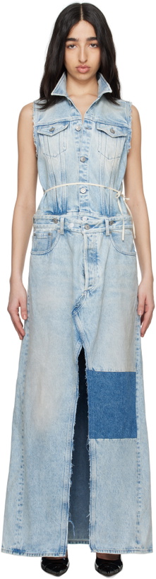 Photo: MM6 Maison Margiela Blue Paneled Denim Maxi Dress