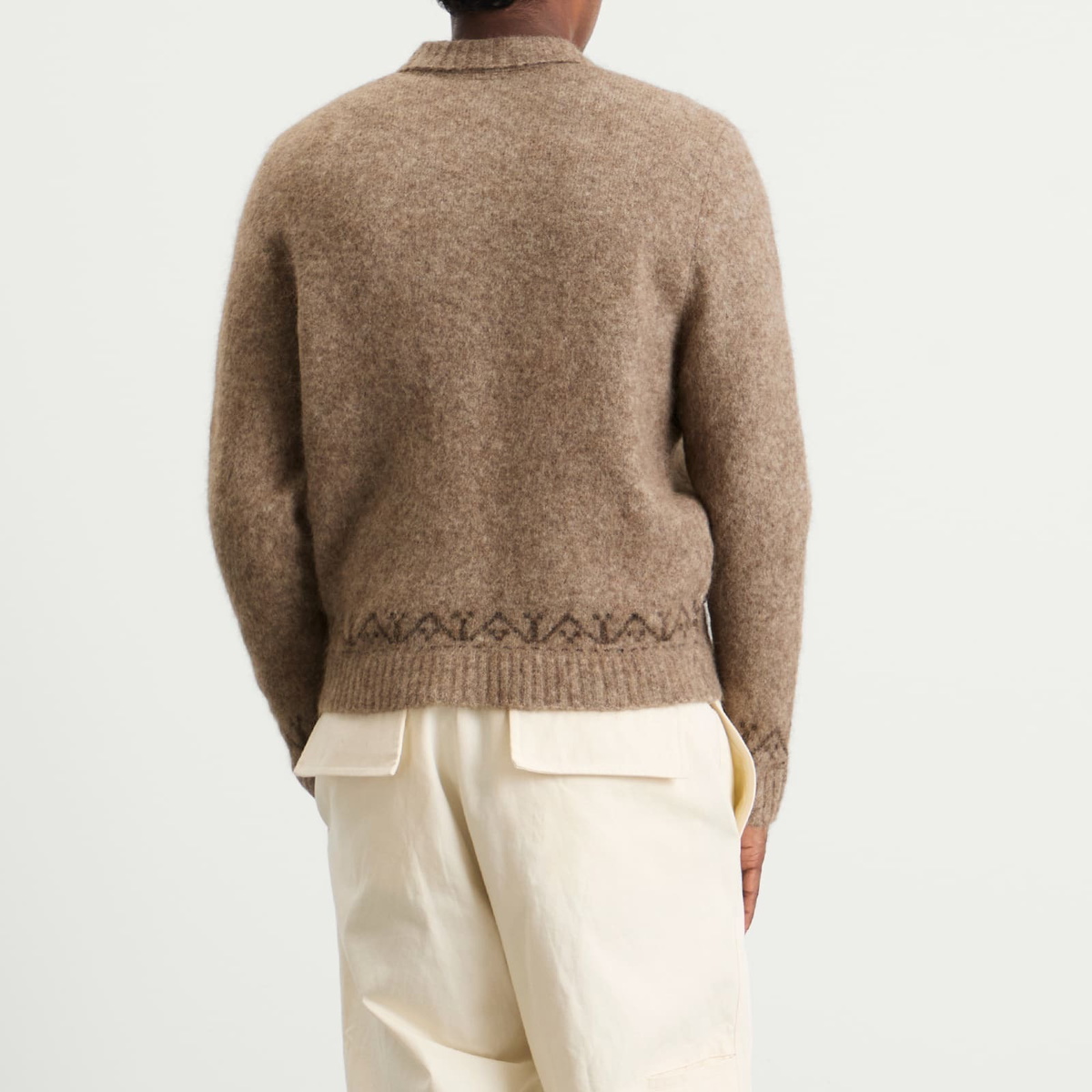 Percival Men's Novel Collared Wool Cardigan in Oak