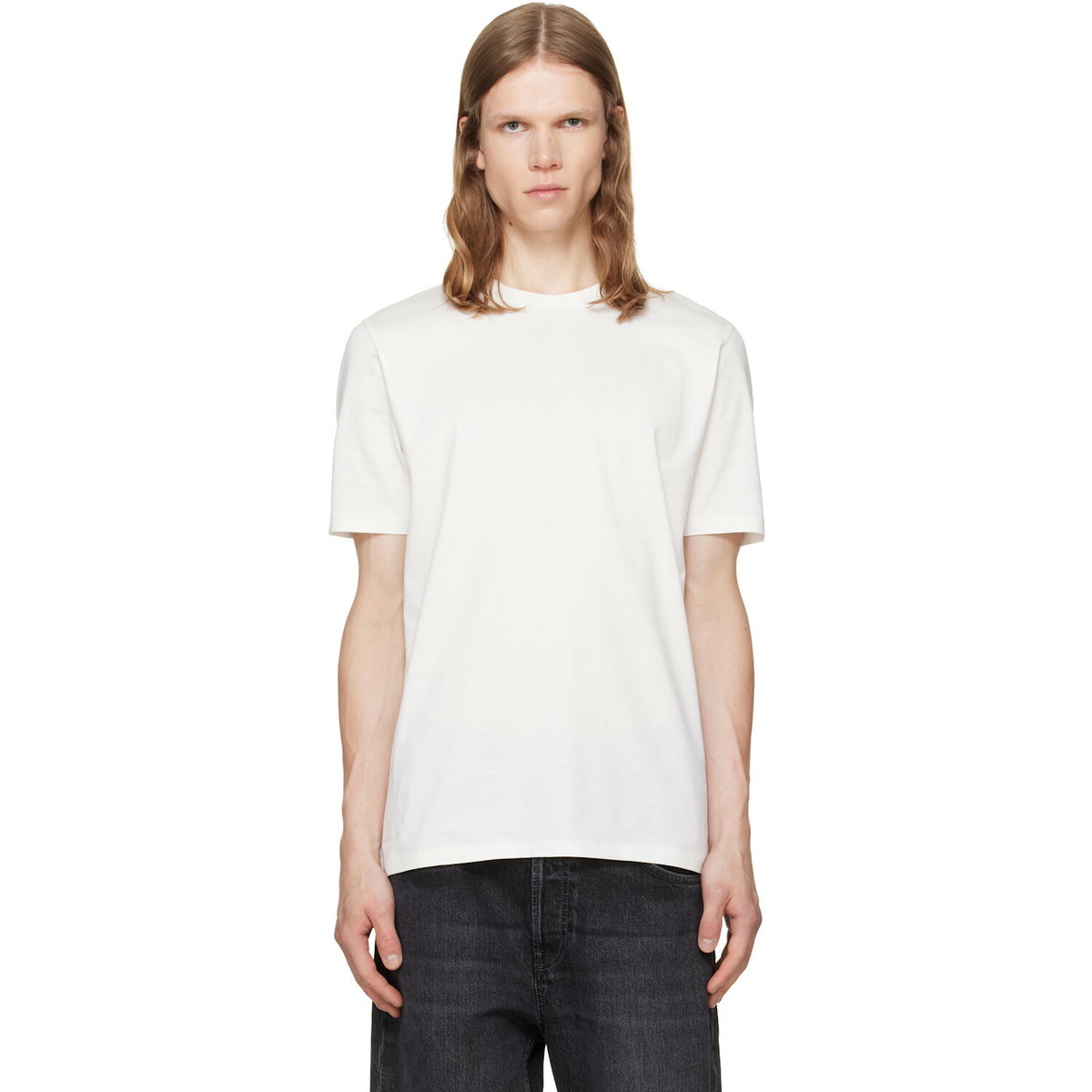 Hugo Off-White Mercerised Cotton Slim-Fit T-shirt