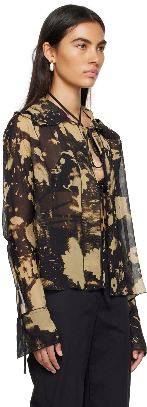 ioannes Black & Brown Ruffle Shirt