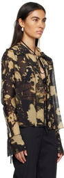 ioannes Black & Brown Ruffle Shirt