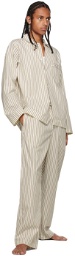 Tekla White & Brown Poplin Striped Pyjama Pants