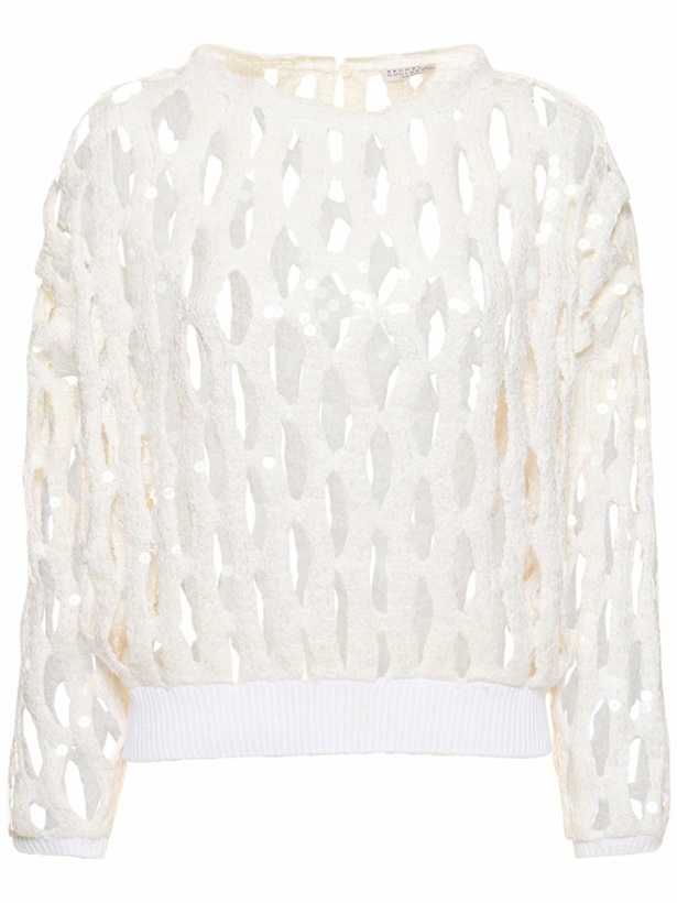 Photo: BRUNELLO CUCINELLI - Knit Net Sequined Crewneck Sweater