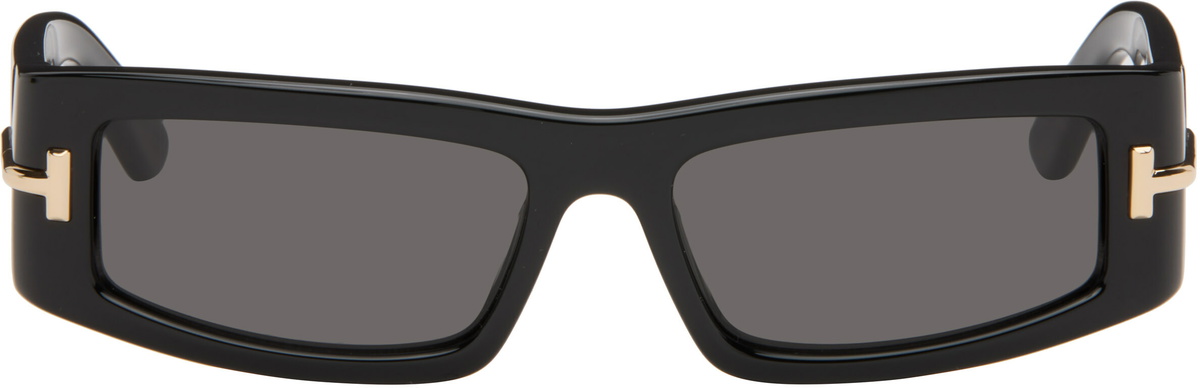 TOM FORD Black Icon Rectangular Acetate Sunglasses