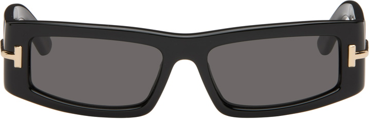 Photo: TOM FORD Black Icon Rectangular Acetate Sunglasses