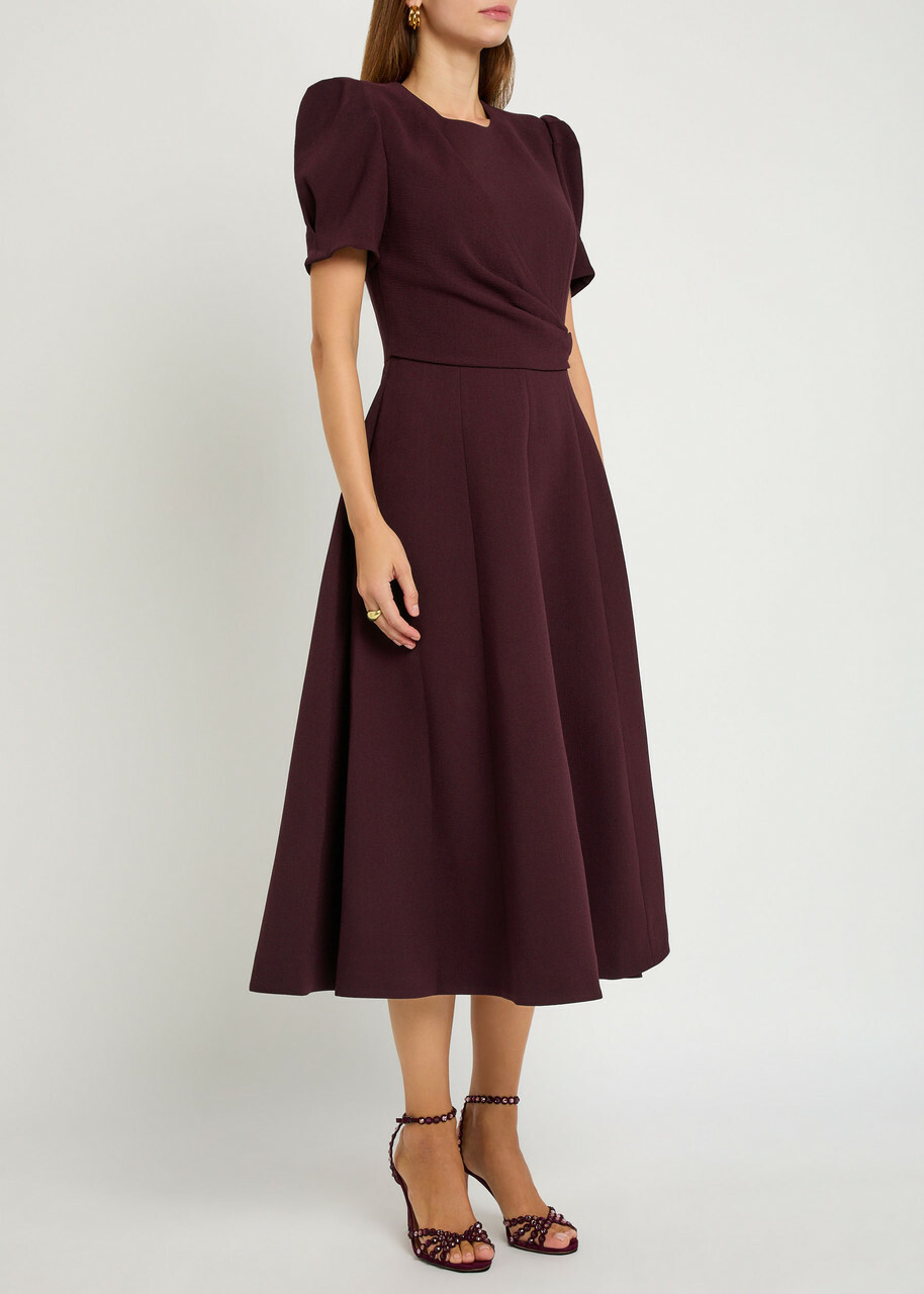 Rebecca Vallance Syrah Panelled Crepe Midi Dress Purple