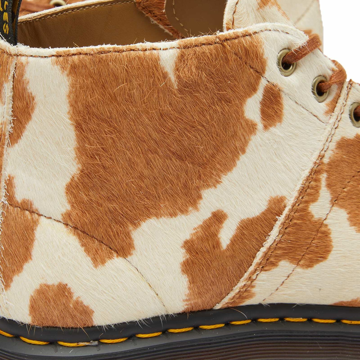 Dr. Martens Women's Church Jersey Cow Print Hair On Boots in Brown