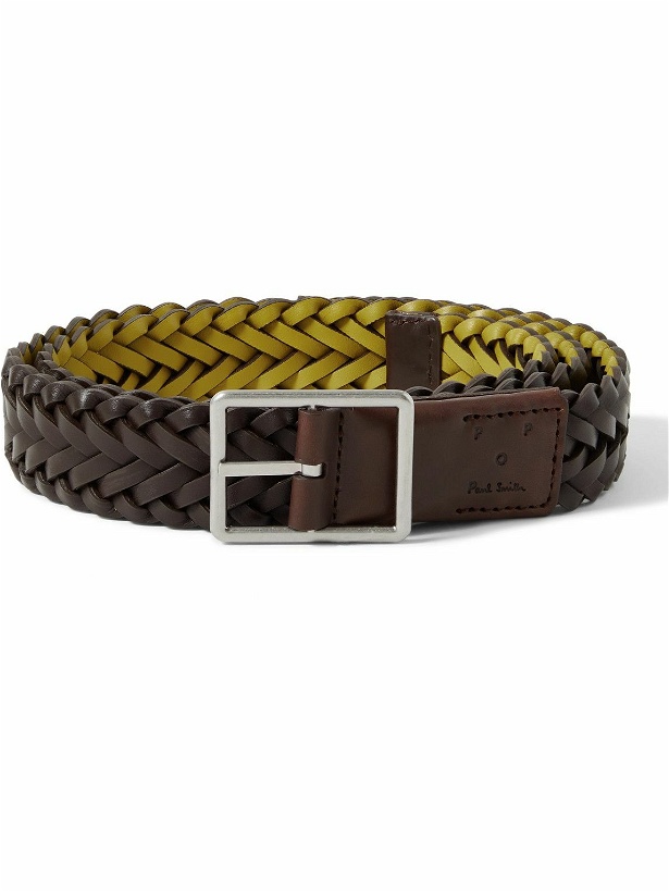 Photo: Pop Trading Company - 2.5cm Reversible Woiven Leather Belt - Brown