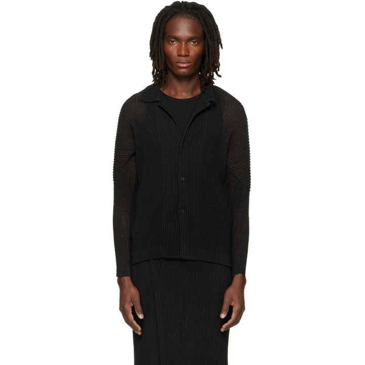 Photo: HOMME PLISSÉ ISSEY MIYAKE Black Rustic Mesh Shirt