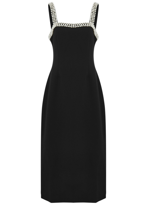Photo: Odd Muse Ultimate Muse Embellished Stretch-crepe Midi Dress Square-neck, Black UK12 / M