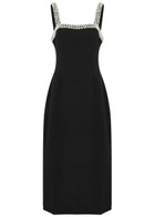 Odd Muse Ultimate Muse Embellished Stretch-crepe Midi Dress Square-neck, Black UK12 / M