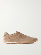 Tod's - Panelled Leather-Trimmed Suede Sneakers - Brown