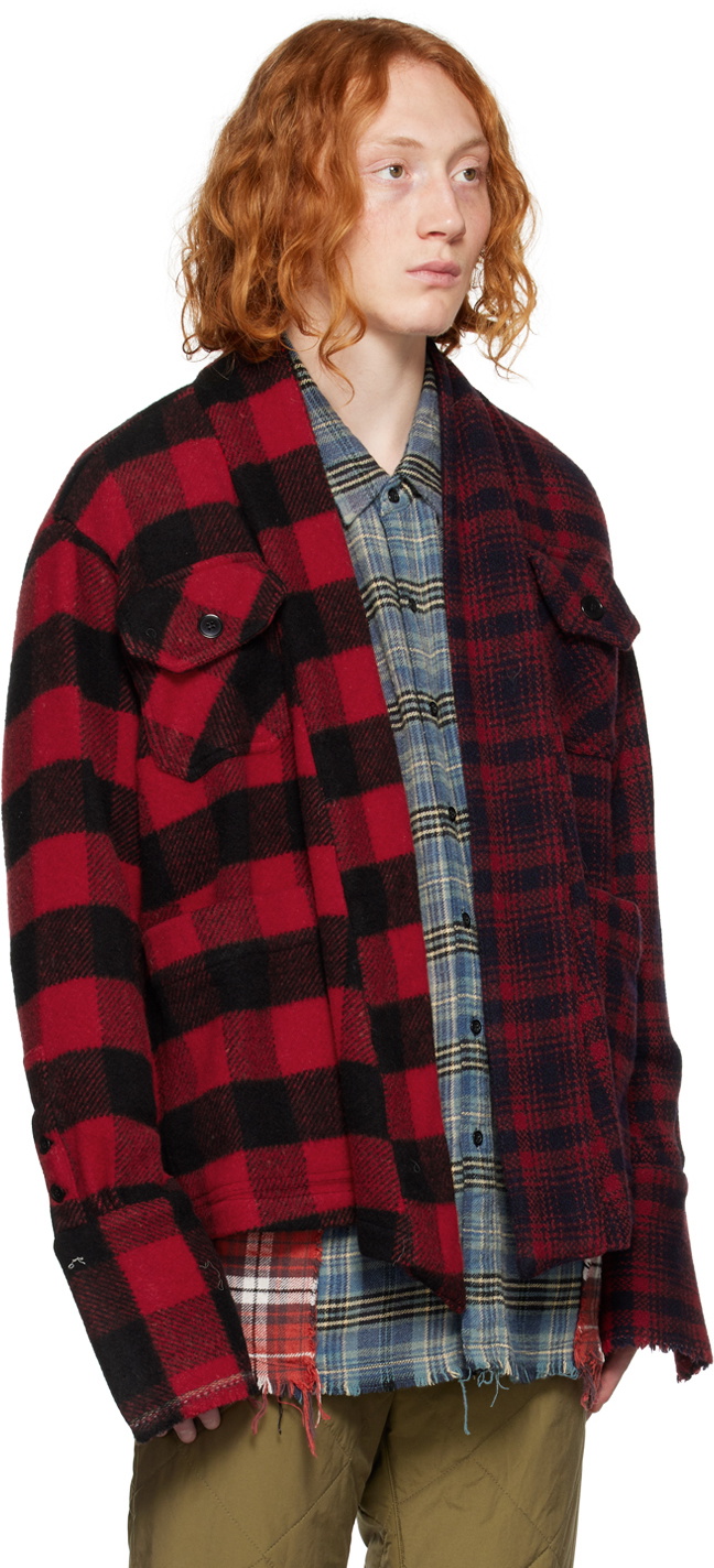 Long red plaid cardigan hotsell