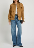 Saint Laurent Gathered Suede Jacket Dark Brown