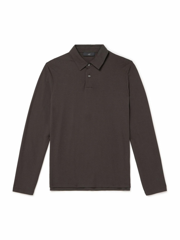 Photo: Dunhill - Cotton and Silk-Blend Piqué Polo Shirt - Brown