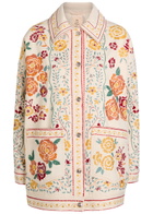 Free People Avery Floral-embroidered Denim Jacket White