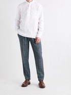 RUBINACCI - Grandad-Collar Linen Half-Placket Shirt - White