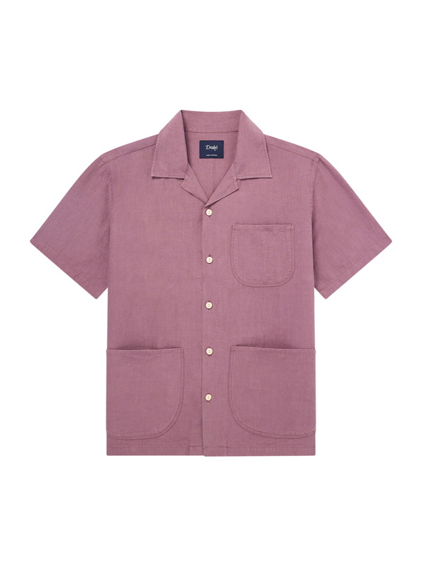 Photo: Drake's - Camp-Collar Linen Shirt - Burgundy