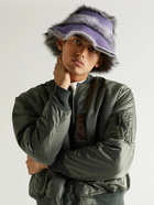 Acne Studios - Striped Shearling Bucket Hat - Purple