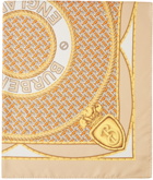 Burberry Beige & Orange Silk Montage Print Scarf