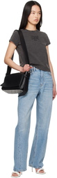 alexanderwang.t Black Distressed Logo Shrunken T-shirt