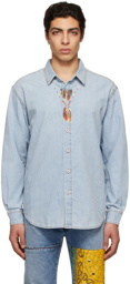 Marcelo Burlon County of Milan Blue Necklace Denim Shirt
