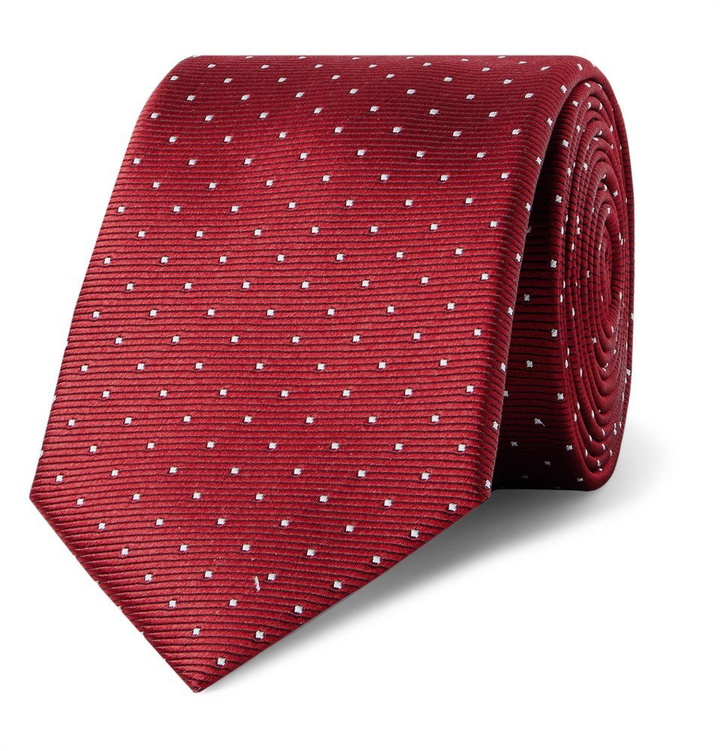 Photo: Lanvin - 7cm Pin-Dot Silk-Faille Tie - Claret