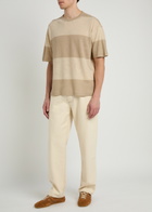 Ymc Triplet Striped Cotton-knit T-shirt Beige