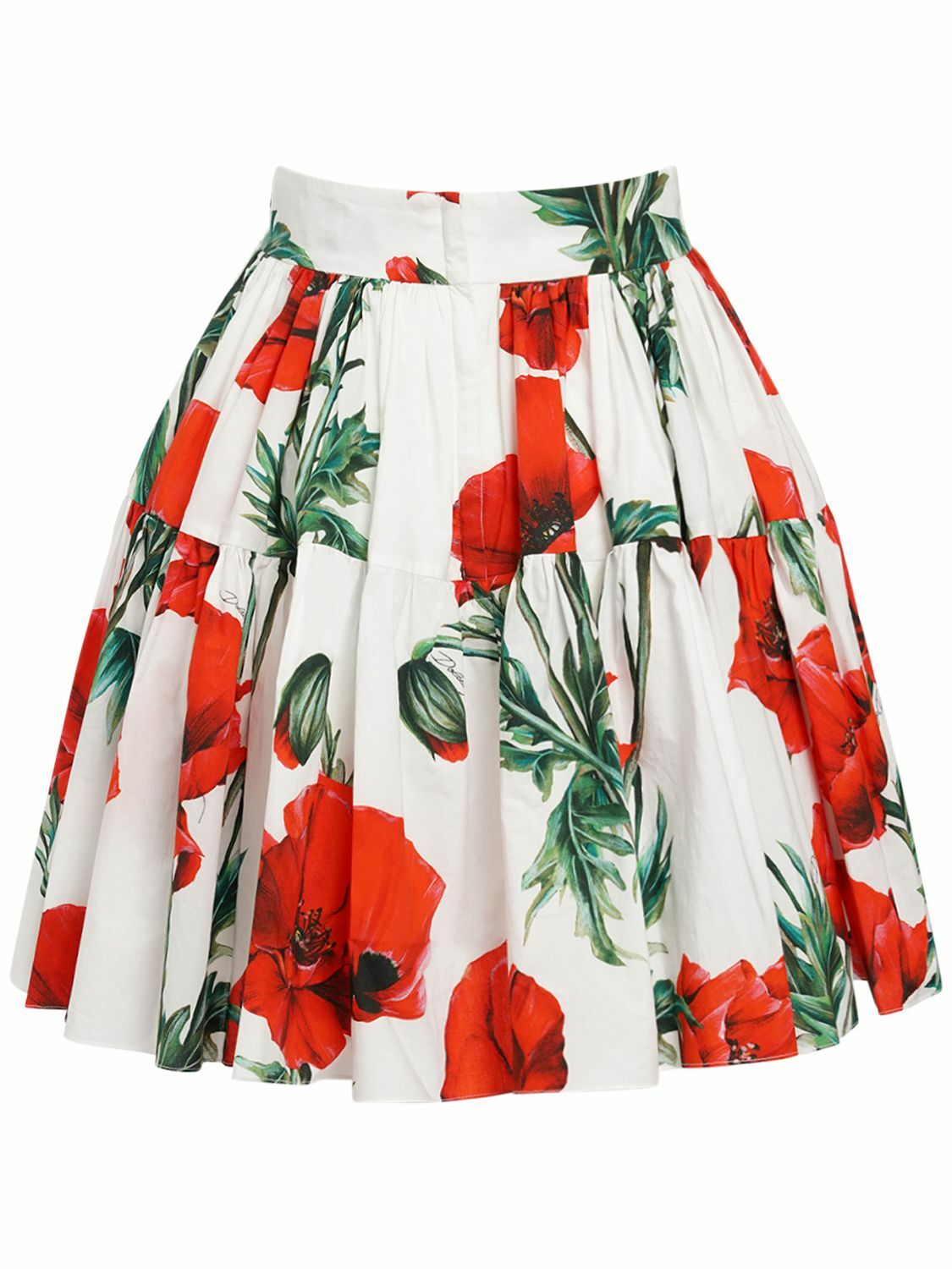 Dolce & Gabbana ポピープリント コットン ミニスカート DOLCE & GABBANA Poppy Print Pleated Cotton Poplin Skirt