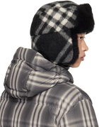 Burberry Black & Off-White Check Wool Trapper Hat