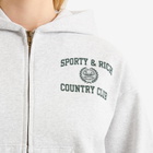Sporty & Rich Women's Varsity Crest Cropped Zip Hoodie in Heather Grey