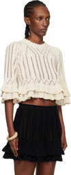Isabel Marant Etoile Off-White Norma Frilly Cotton Knit Sweater