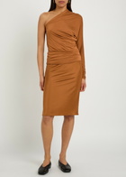 Rick Owens Lilies Diana One-sleeve Fine-knit top Tan